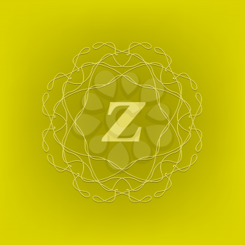 Simple  Monogram Z Design Template on Green Background