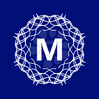 Simple  Monogram M Design Template on Blue Background