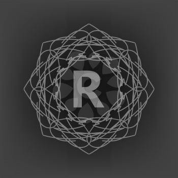 Simple  Monogram R Design Template on Grey Background