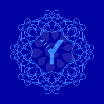 Simple  Monogram Y Design Template on Blue Background