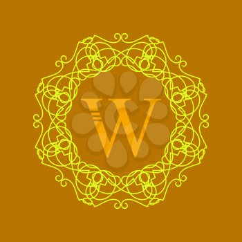 Simple  Monogram W Design Template on Orange  Background