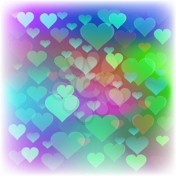 Romantic Colorful Hearts Background. Blurred Heart Pattern