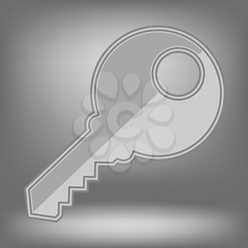 Grey Key Icon on Grey Light Background