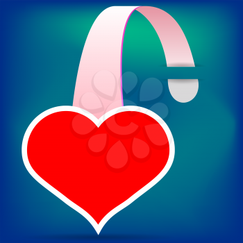 Red  Heart Wobbler Icon  on Blue Background