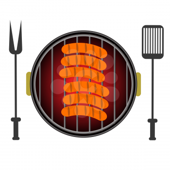 Barbecue Grill Icon Isolated on White Background