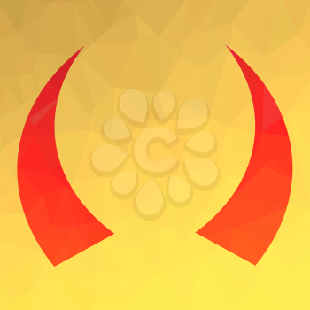 Red Horns Icon Isolated on Yellow Polygonal Background
