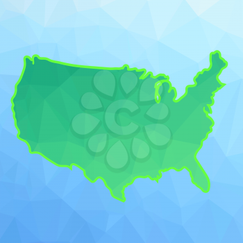 America Green Map Isolated on Blue Background