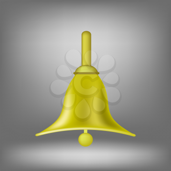 Gold Metal Bell Icon Isolated on Grey Background