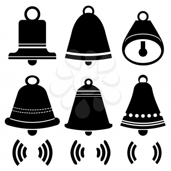 Bell Silhouettes  Icons Isolated on White Background