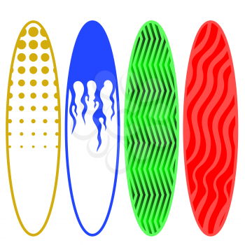 Set of Colorful Surfboards Isolated on White Background