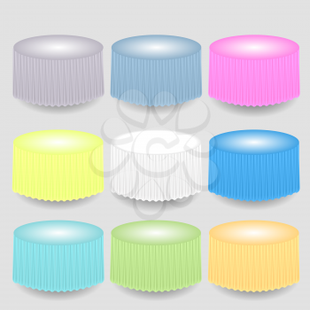 Set of Colorful Tableclothes Isolated on Grey Background