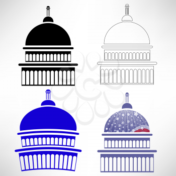 Set of Capitol Icons Isolated on White Background