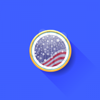 American Icon Isolated on Blue Background. Long Shadow.