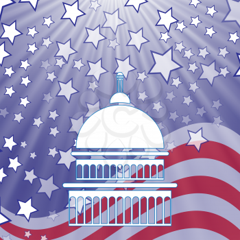 Caritol White Silhouette on American Flag Background