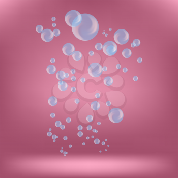 Blue Soap Bubbles Isolated on Pink Background