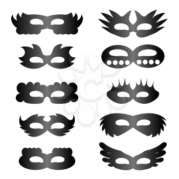Set of Mask Icons Isolated on White Background