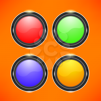 Set of Colorful Buttons Isolated on Orange Background