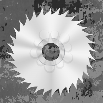 Silver Metal Saw Isolated on Grey Grunge Background. Circular Saw Disc Icon