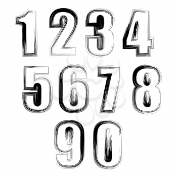 Set of Grunge Numbers Isolated on White Background