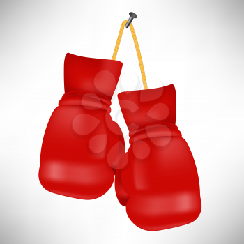 Red Boxing Gloves Isolated on White Background.