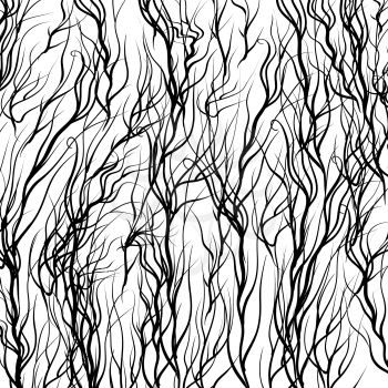 Black Trees on White  Background. Natural Pattern