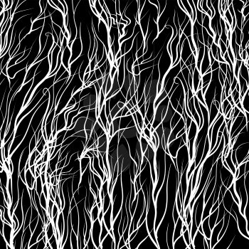 White Trees on  Black Background. Natural Pattern