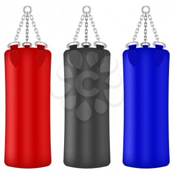 Set of Colorful Boxing Bags Isolated on White Background