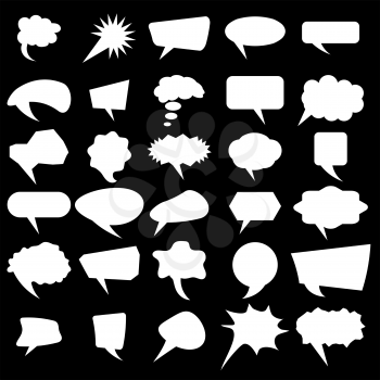Set of Different Speech Bubbles Isolated on Black Background