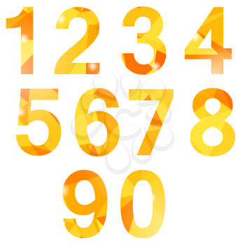 Orange Polygonal Numbers Isolated on White Background