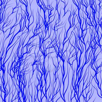 Blue Trees on Blue  Background. Blue Natural Pattern