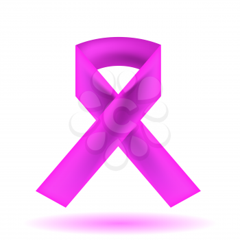 Pink Ribbon Isolated on White Background. Breast Cancer Awareness Pink Ribbon