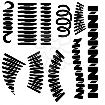 Set of Springs Silhouettes  Isolated on White Background
