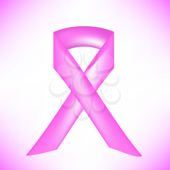 Pink Ribbon Isolated on White Background. Breast Cancer Awareness Pink Ribbon