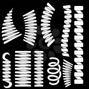 Set of Springs Silhouettes  Isolated on Black Background