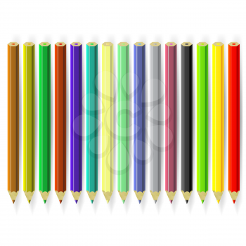Set of Colorful Pencils Isolated on White Background