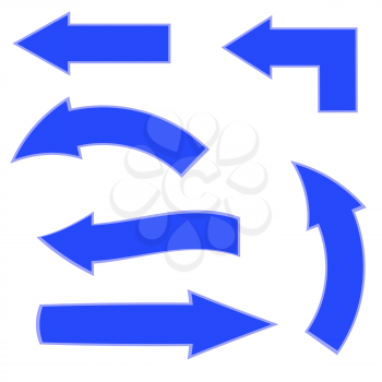 Set of Blue Arrows on White Background