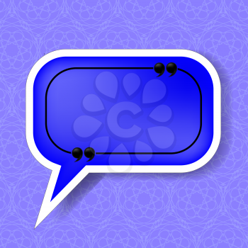 Blue Speech Bubble Isolated on Blue Ornamental Background