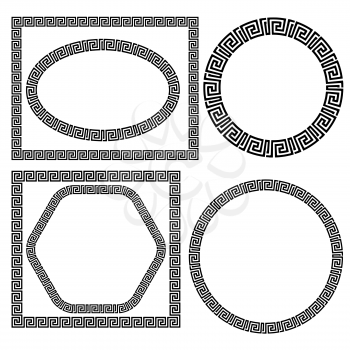 Set of Greek Ornamenal Frames Isolated on White Background