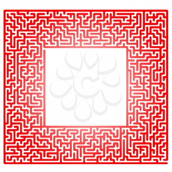 Red Labyrinth Isolated on White Background. Kids Maze