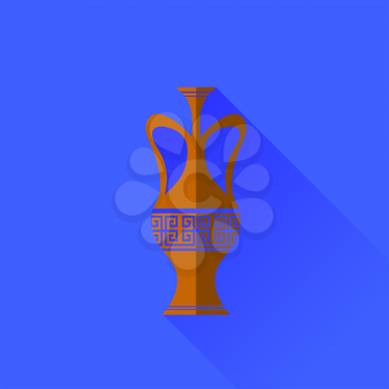 Amphora  Icon Isolated on Blue Background. Long Shadow