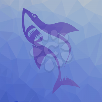 Big Shark Symbol Isolated on Blue Polygonal Background
