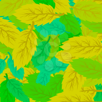 Autumn Leaves Background. Set of Yellow and Green Leaves
