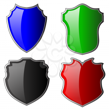 Set of Colorful Shields Isolated on White Background