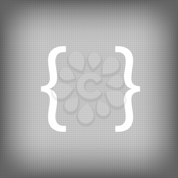 Curly Bracket Icon Isolated on Grey Squares Background