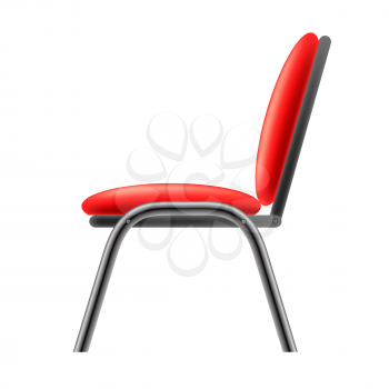 Single Red Office Chair Isolated on Whitwe Background. Side View.