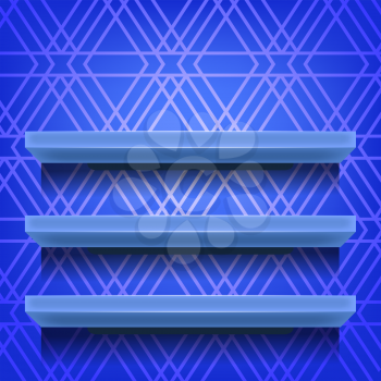 Blue Shelves  on Ornamental  Blue Lines Background
