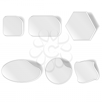 Different Grey Stickers Set Isolated on White Background