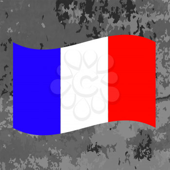 Flag of France on Grey Grunge Background