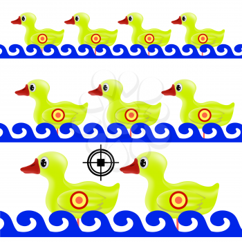 Yellow Duck Target on White Background. Duck in a Shooting Gallery