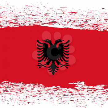 Flag of Albania. Red Flag Pattern. Grunge Albanian Flag